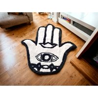 Weicher Wohnzimmer Teppich. Schlafzimmer Badezimmer Hand Fatima. Tufting. Bettvorleger Weiß Grau. Dekoideen Flur, Geschenk von ArtePazza