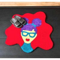 Wohnzimmer Teppich Abstrakt Bunt. Pop-Art . Geschenke Weihnachten. Schlafzimmer Badematte Weich. Flur Teppich. Rot von ArtePazza