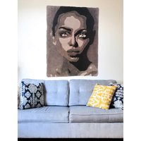 Wohnzimmer Teppich Portrai. Badezimmer Weich. Wand Bild Modern Trendy..handgemacht Dhemacjte Tufting Rug. Schwarz Weiß Gift von ArtePazza