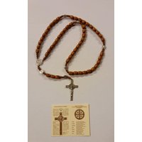 Hölzerner Rosenkranz Des Heiligen Benedikt Von Norcia Mit Kreuz Und Pater Medaille Heiligen, Größe 11 X 9 Mm Körnung, Handgefertigt in Italien von ArteSacraCaravaggio