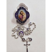 Rosenkranz Des Heiligen Josef Aus Silbernem Metall Mit Luxusetui, Handgefertigt in Italien von ArteSacraCaravaggio