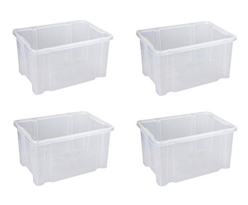 ARTECSIS 4 x Aufbewahrungsboxen aus Plastik 27L 44,5 x 35 x 24 cm, Drehstapelbox, Eurobox, stapelbar (4, ohne Deckel) von ARTECSIS