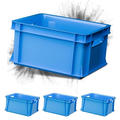 ARTECSIS 4er Set Aufbewahrungsbox stapelbar 11L Transport- und Lagerbox aus stabilem Kunststoff stapelbar Blau von ARTECSIS