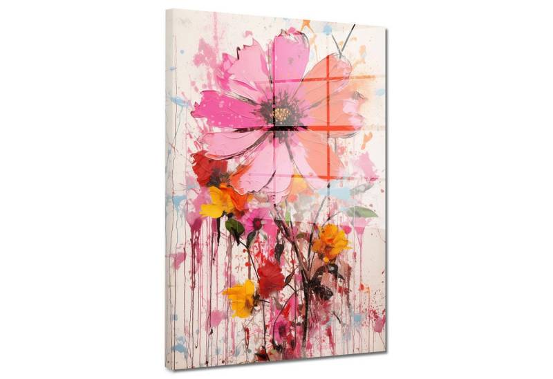 Artedinoi Acrylglasbild Blume Pink Colour Splash Acrylglas Wandbild Bild Wanddeko Wohnzimmer X von Artedinoi