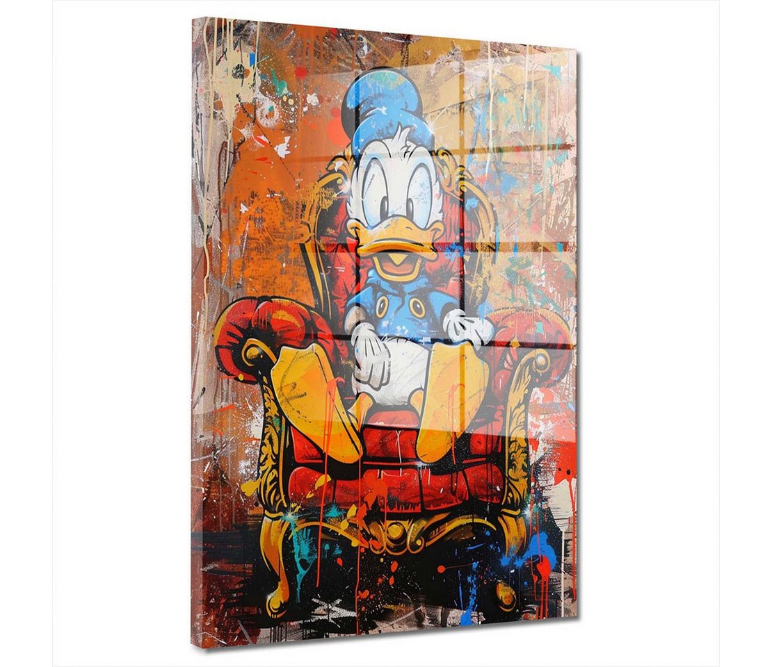 Artedinoi Acrylglasbild Pop Art Ente auf Sessel Acrylglas Wandbild Bild Wanddeko Wohnzimmer XL von Artedinoi