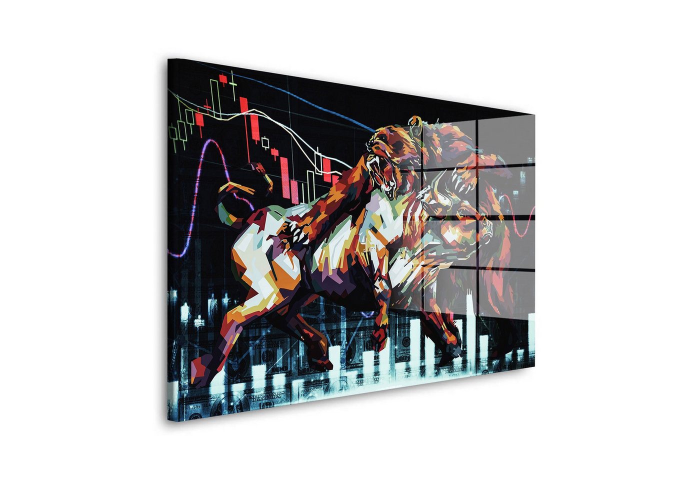 Artedinoi Acrylglasbild Wallstreet Bull & Bear Acrylglas Wandbild Bild Wanddeko Wohnzimmer XL von Artedinoi