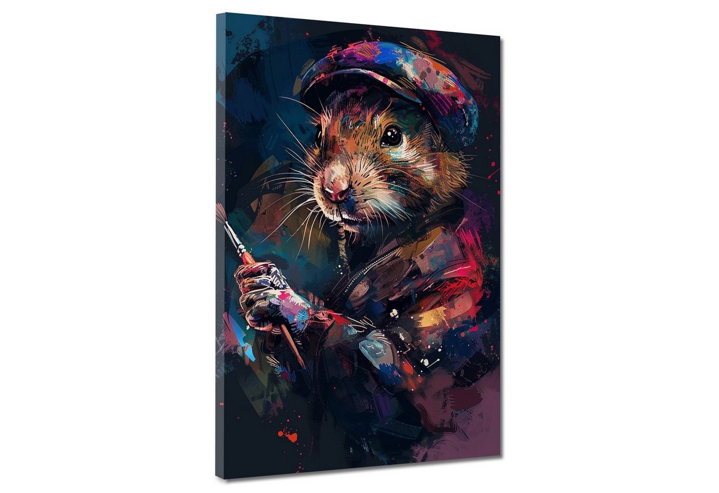 Artedinoi Leinwandbild Hamster mit Pinsel Pop Art modern Leinwandbild Wandbild Kunstdruck XL Artedinoi Leinwandbild Hamster mit Pinsel Pop Art modern Leinwandbild Wandbild Kunstdruck XL von Artedinoi