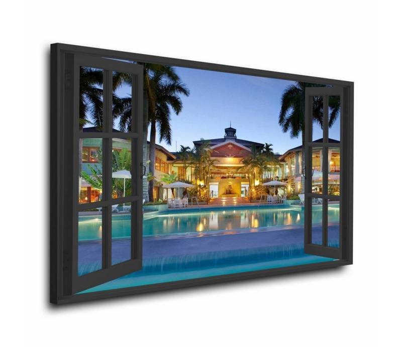 Artedinoi Leinwandbild Motivation Fenster Villa Wandbild Leinwandbild Dekoration Kunst XL von Artedinoi