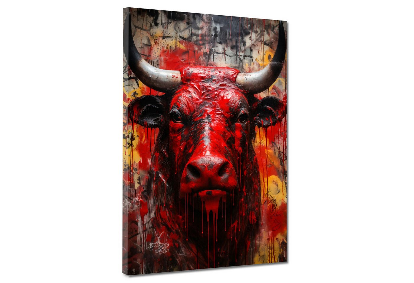 Artedinoi Leinwandbild Stier Red Style Leinwandbild Wandbild abstrakt Kunstdruck XL Wanddeko Artedinoi Leinwandbild Stier Red Style Leinwandbild Wandbild abstrakt Kunstdruck XL Wanddeko von Artedinoi