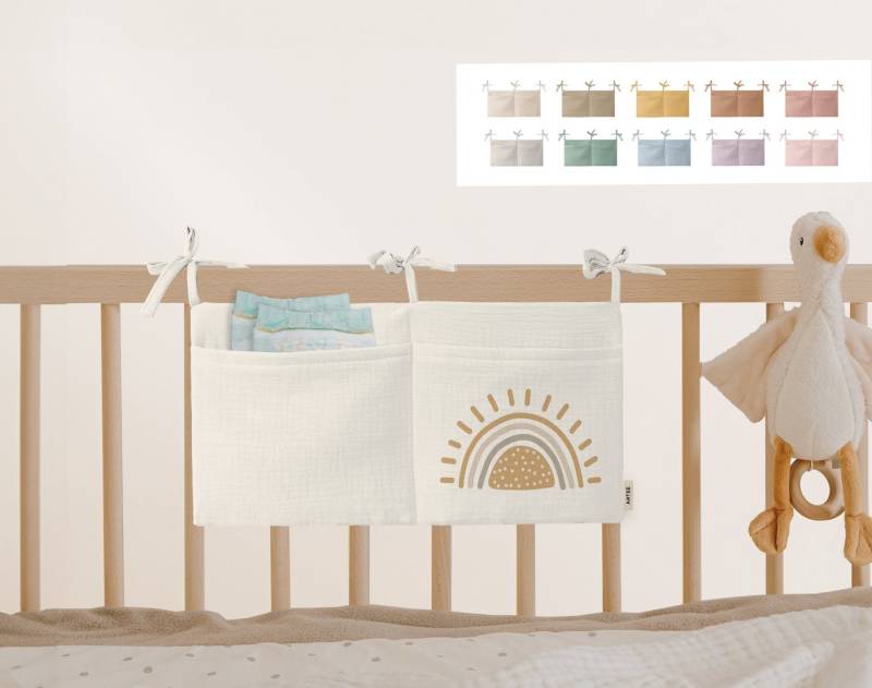 Artee Bettnestchen Babybett Organizer Taschen Aufbewahrung aus Musselin von Artee