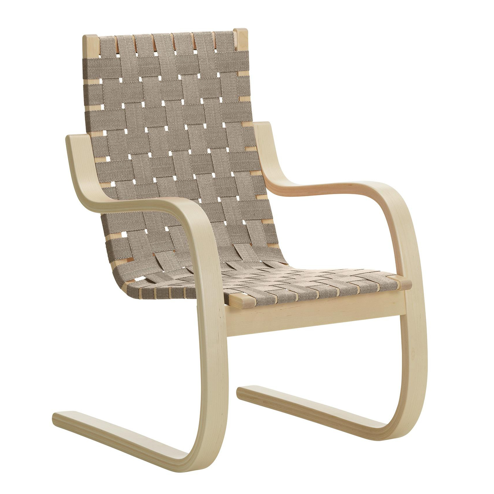 Artek - 406 Sessel - natur/Sitzfläche 100% Leinengewebe/Gestell Birke massiv klar lackiert/BxHxT 60x87x72cm von Artek