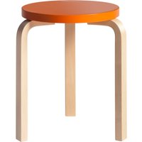 Artek - 60 Hocker, orange lackiert/ Birke natur von Artek