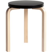 Artek - 60 Hocker, schwarz lackiert / Birke natur von Artek