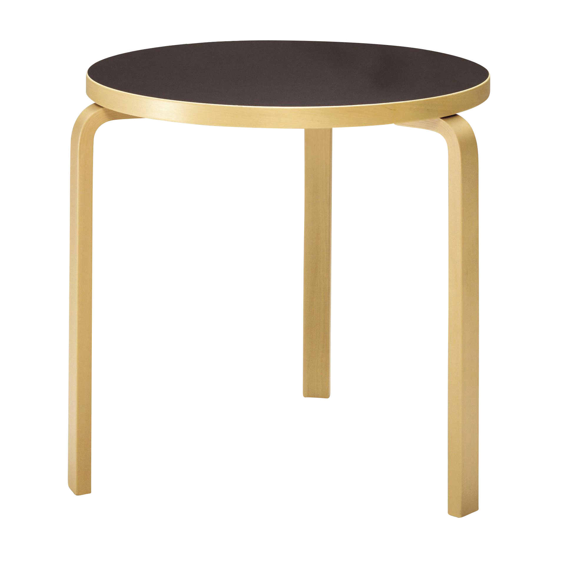 Artek - Aalto 90B Tisch Ø75cm - schwarz, natur/Tischplatte Linoleum/Gestell Birke massiv klar lackiert/H x Ø 74x75cm von Artek