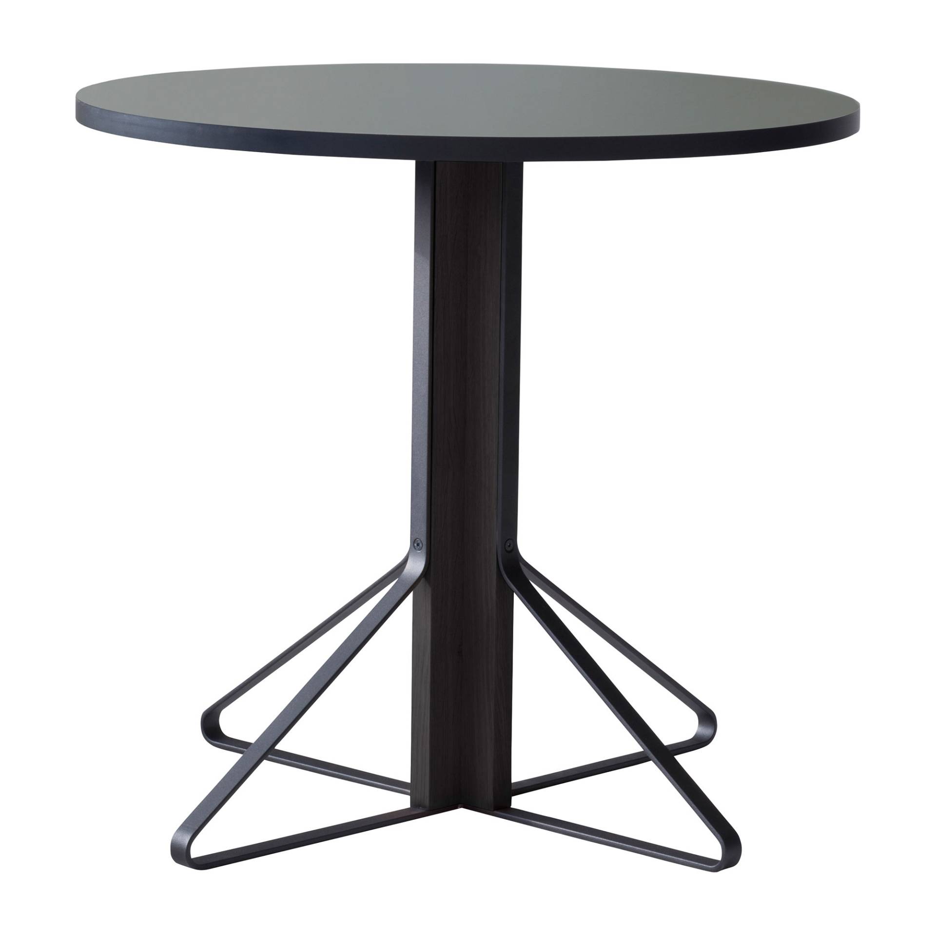 Artek - Kaari REB003 Tisch Eiche schwarz Ø80cm - schwarz/Tischplatte Linoleum/Beine Eiche schwarz lackiert/Gestell Stahl pulverbeschichet schwarz von Artek