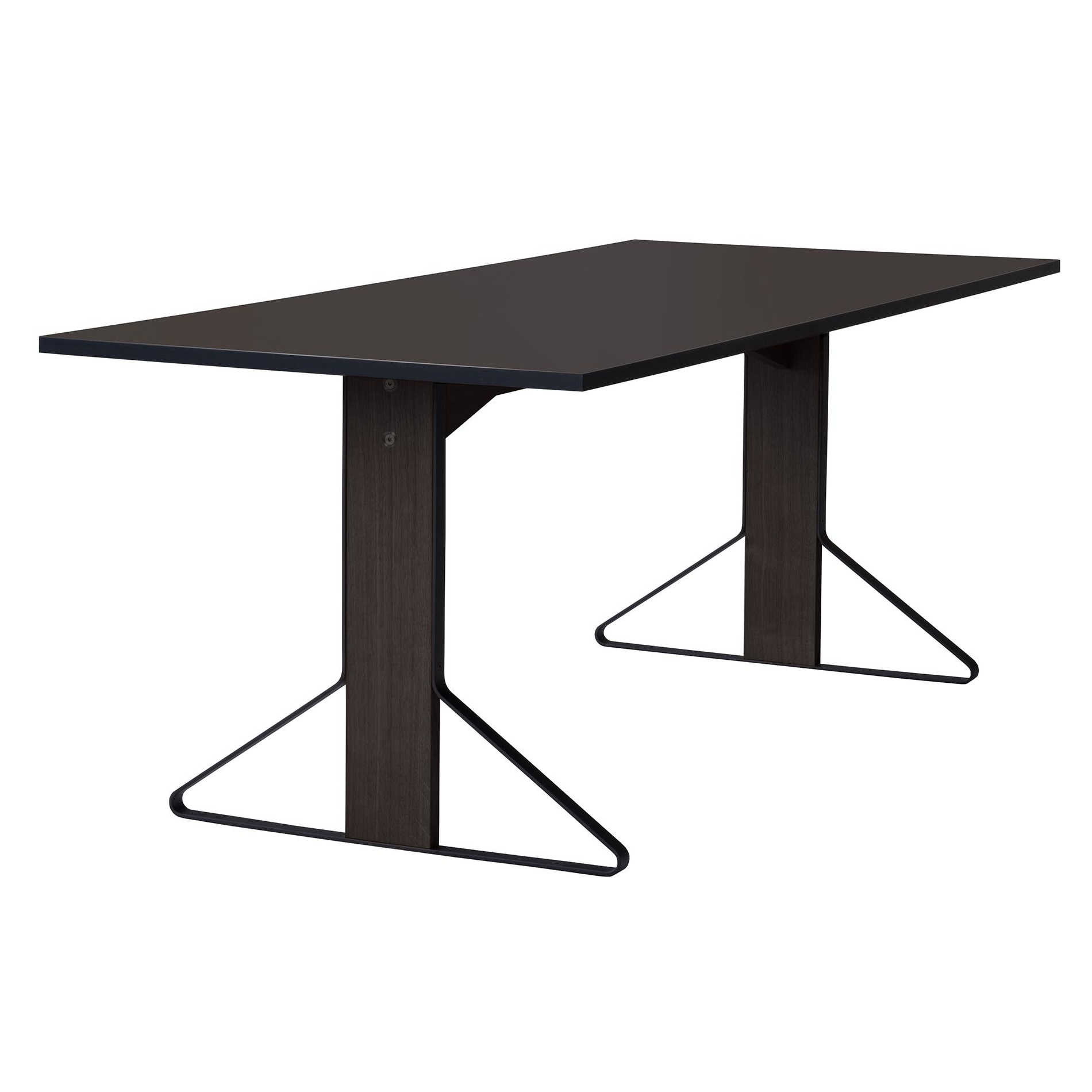 Artek - Kaari REB012 Tisch Eiche schwarz 160x80cm - schwarz/Tischplatte Linoleum/Beine Eiche schwarz lackiert/Gestell Stahl pulverbeschichet schwarz von Artek