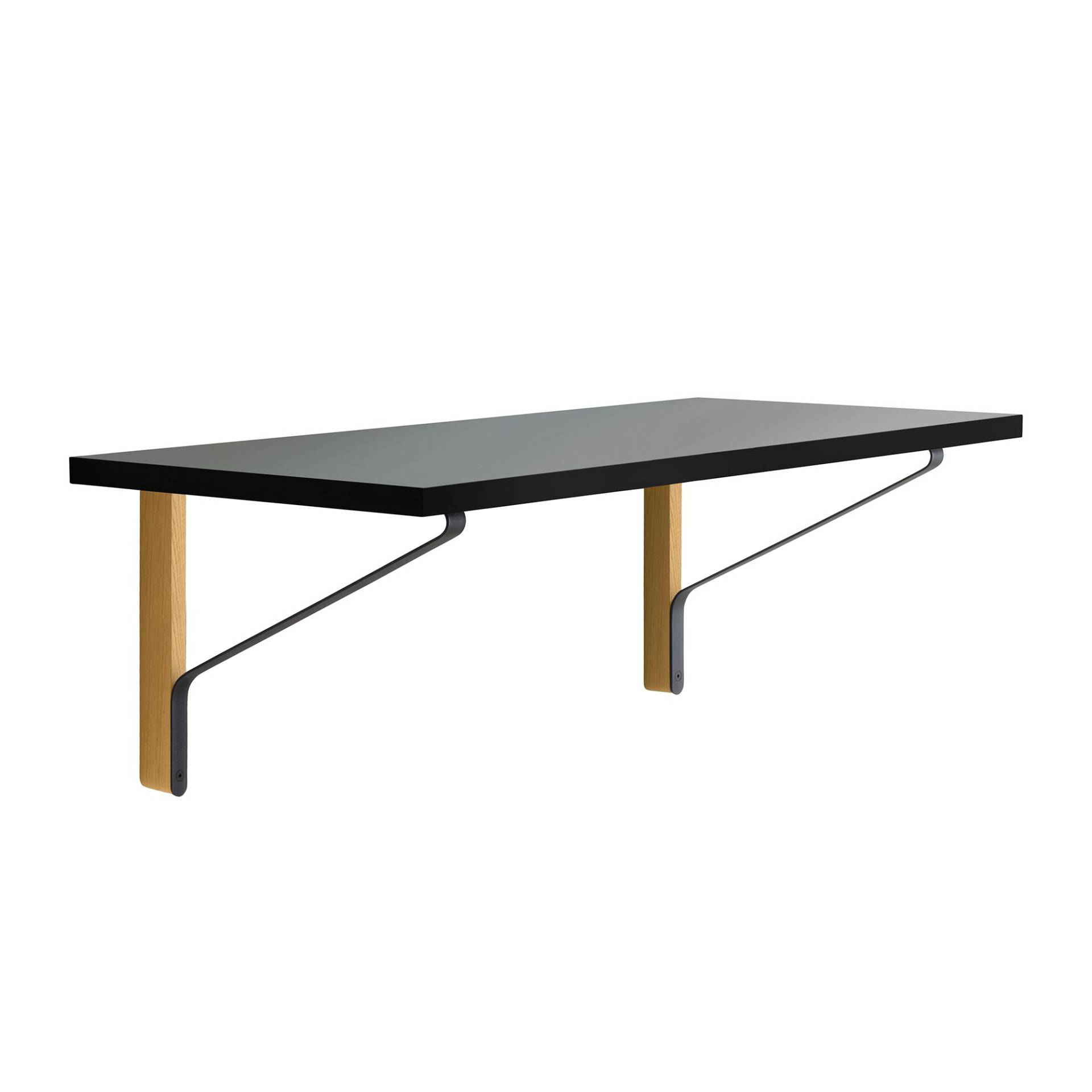 Artek - Kaari Wandschreibtisch - schwarz, eiche/Linoleum mit ABS Rand/Eiche klar lackiert/BxHxT 100x34x45cm von Artek