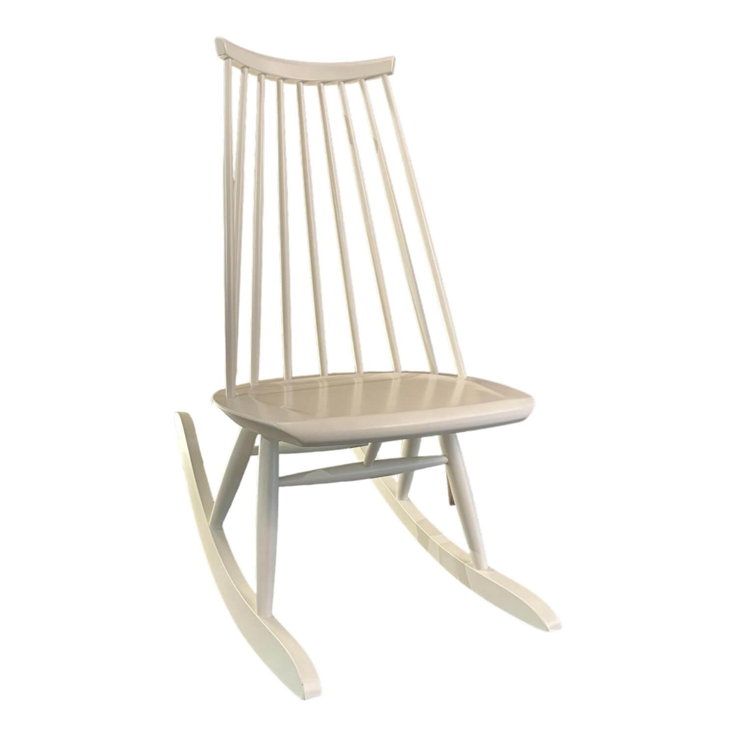 Schaukelstuhl Mademoiselle Rocking Chair Birke Massiv Lack Weiß von Artek