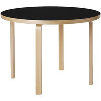 Tisch Aalto Table 90A rund black linoleum von Artek