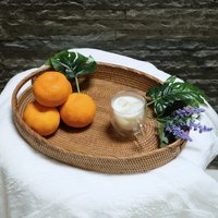 Ovales Rattan Tablett/Mehrzwecktablett Obsttablett Frühstückstablett Dekoratives Tischtablett von ArtemArtisan