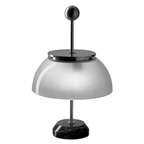 Artemide Alfa Tischleuchte aus Stahl/Marmor/Glas in der Farbe Nickel-Schwarz E14 2X 6W, Maße: 30cm x 30cm x 48cm, 0026010A von Artemide