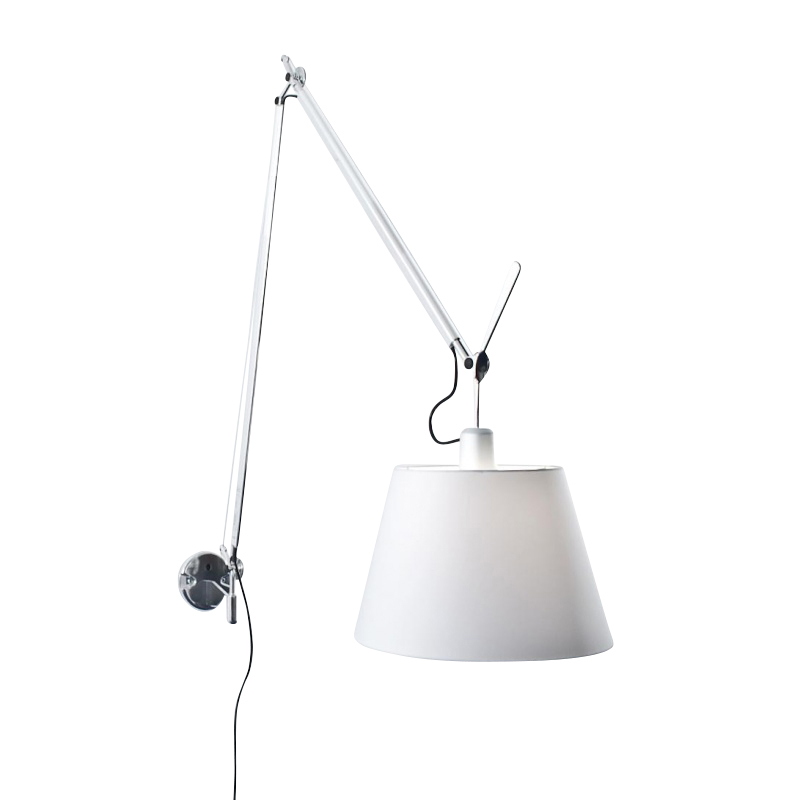 Artemide - Tolomeo Mega Parete Satin Wandleuchte - aluminium/Satinschirm Ø32cm/BxHxT 32x110x97cm/mit Schalter (an/aus) von Artemide