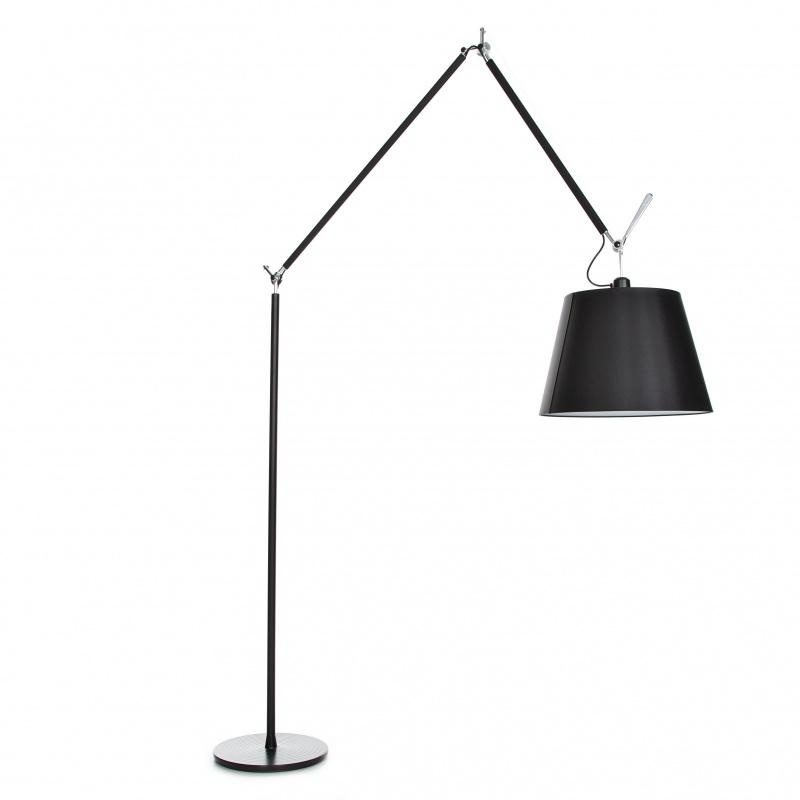 Artemide - Tolomeo Mega Stehleuchte schwarz mit Schalter - schwarz/Satinschirm schwarz Ø32cm/LxBxH 103x33x238cm/mit Schalter (an/aus) von Artemide