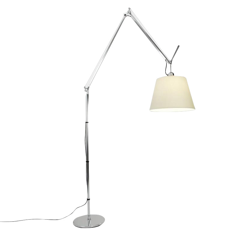 Artemide - Tolomeo Mega Terra LED Stehleuchte mit Dimmer - aluminium/Pergamentschirm Ø36cm/LxBxH 107x36x238cm/3000K/2002lm/CRI=90 von Artemide