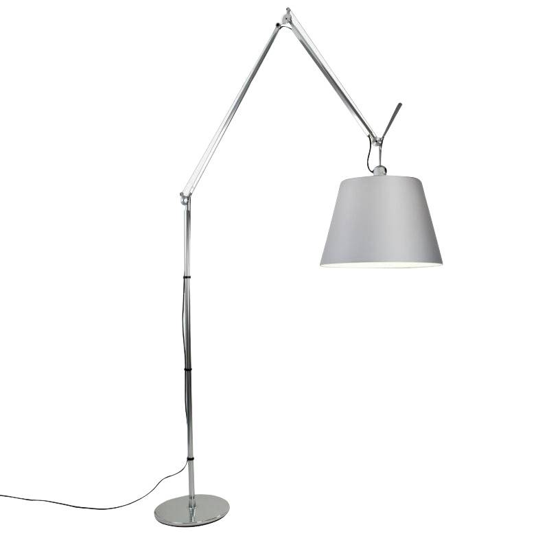 Artemide - Tolomeo Mega Terra LED Stehleuchte mit Dimmer - aluminium/Satinschirm grau Ø42cm/LxBxH 113x42x238cm/3000K/1914lm/CRI=90 von Artemide