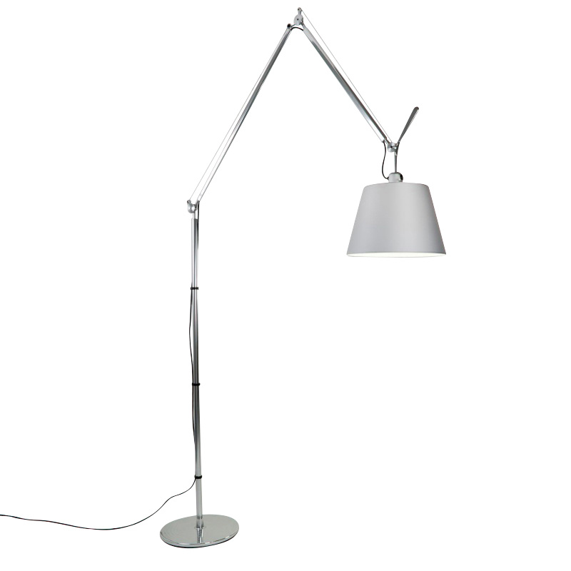 Artemide - Tolomeo Mega Terra Stehleuchte mit Dimmer - aluminium/Satinschirm grau Ø32cm/LxBxH 33x103x238cm von Artemide