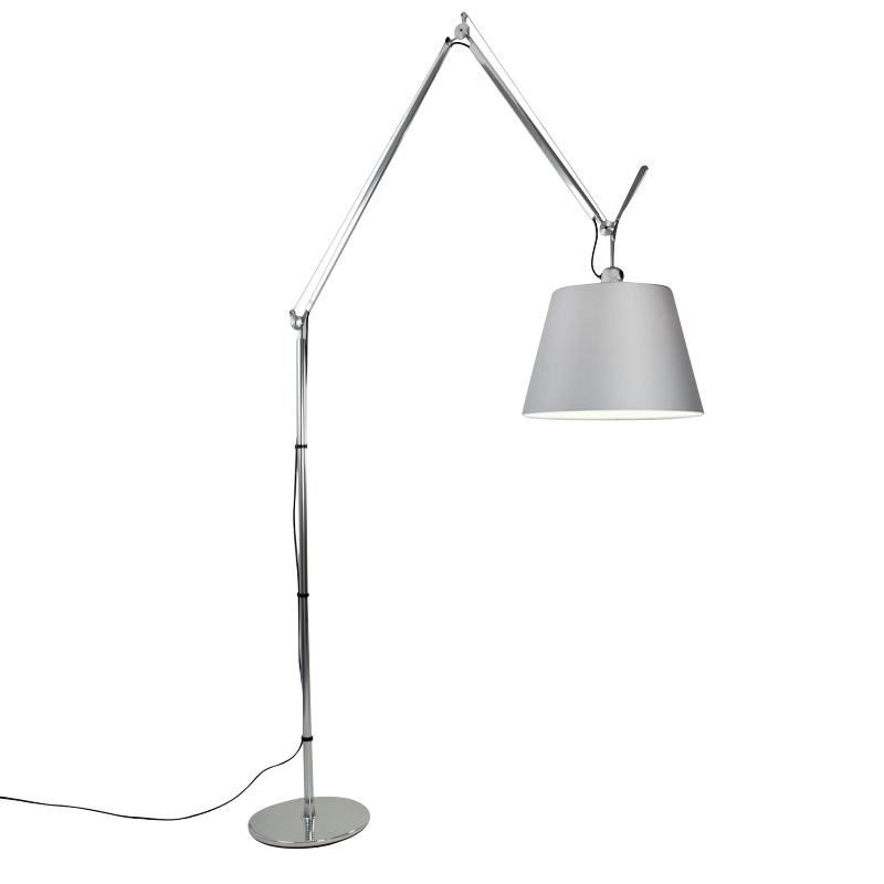 Artemide - Tolomeo Mega Terra Stehleuchte mit Dimmer - aluminium/Satinschirm grau Ø36cm/LxBxH 36x107x238cm von Artemide