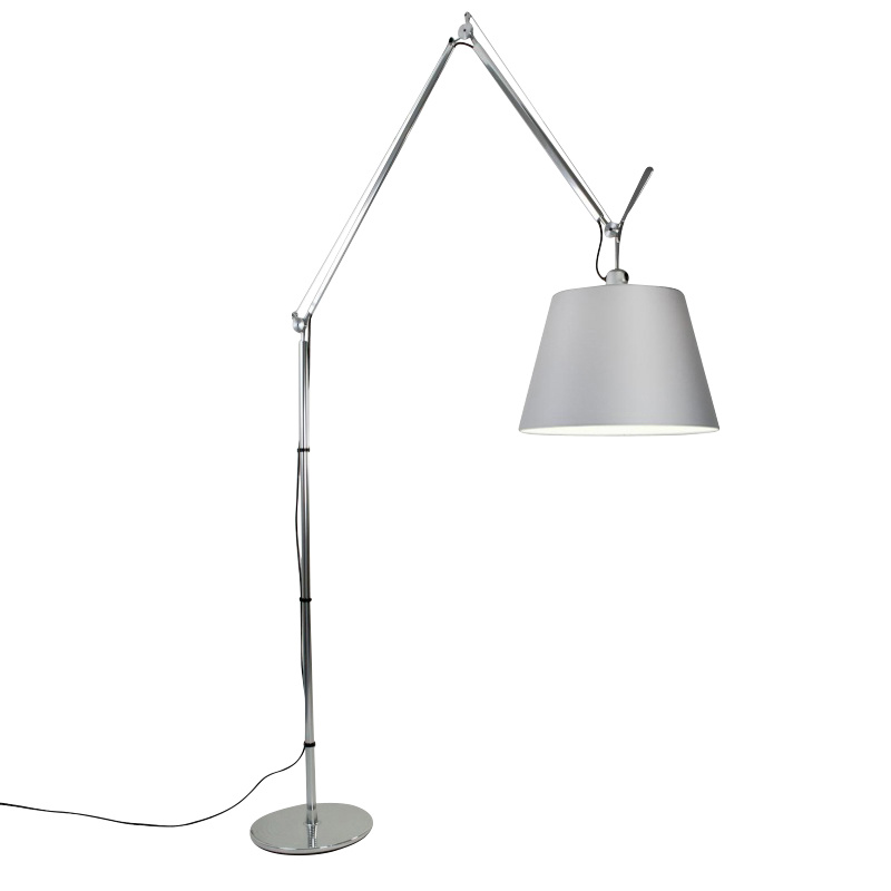 Artemide - Tolomeo Mega Terra Stehleuchte mit Dimmer - aluminium/Satinschirm grau Ø42cm/LxBxH 42x113x238cm von Artemide