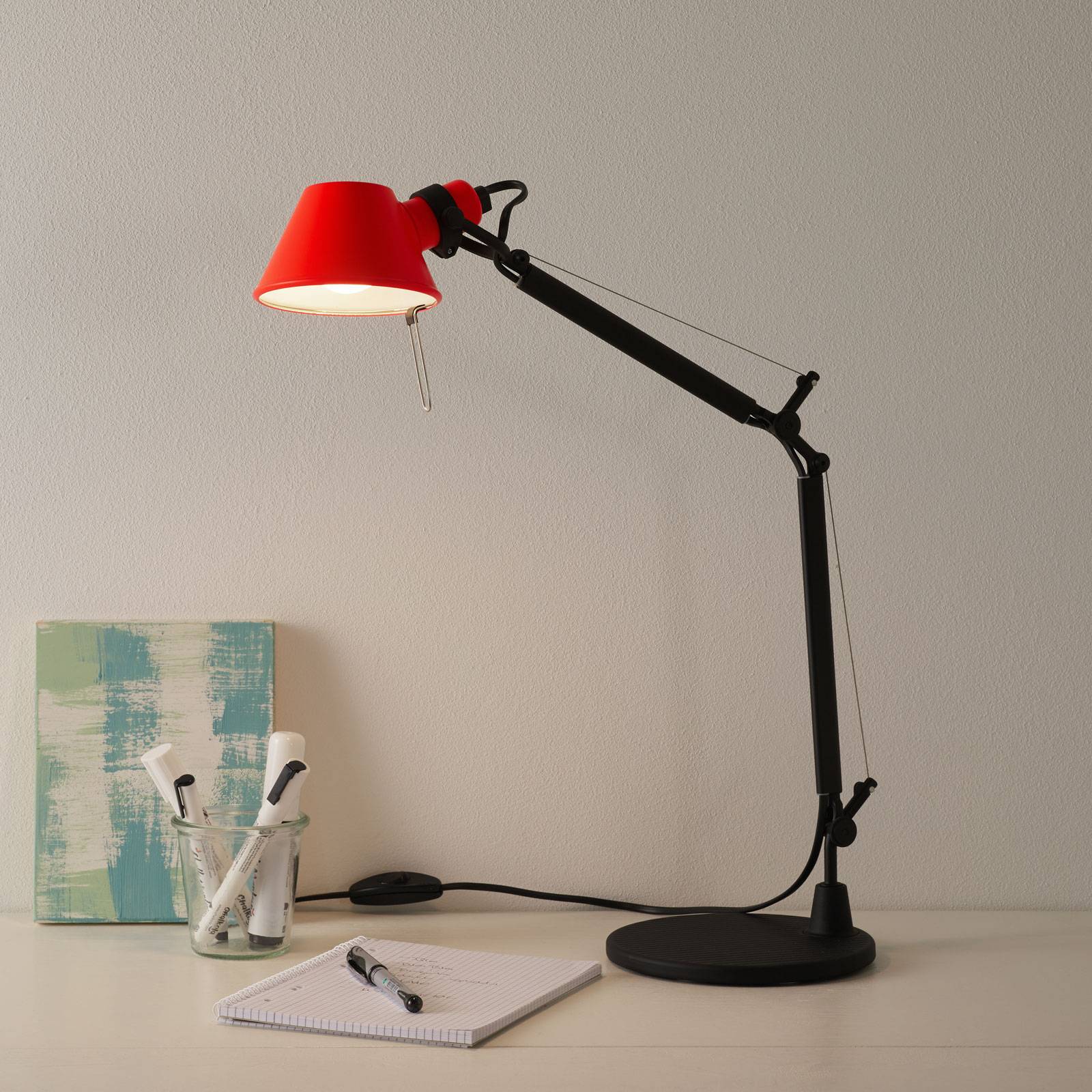 Artemide Tolomeo Micro Bicolor Tisch black/coral von Artemide