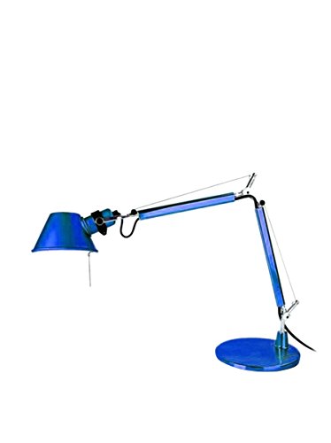 Artemide Tolomeo Micro Tischlampe mit Fuss, Länge 45 Höhe 37 max 73 cm, blau von Artemide
