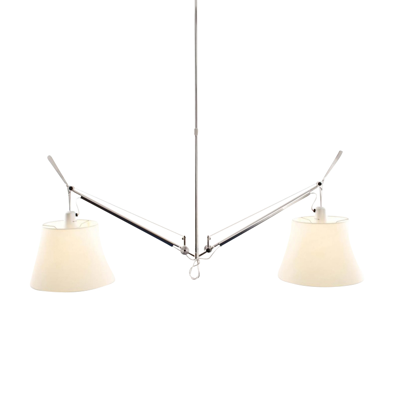 Artemide - Tolomeo Sospensione Pergamena Pendelleuchte - aluminium/2x Schirm Pergamentpapier Ø24cm/B 130-138-142-148cm/H 93-148cm/Gestell Aluminium von Artemide