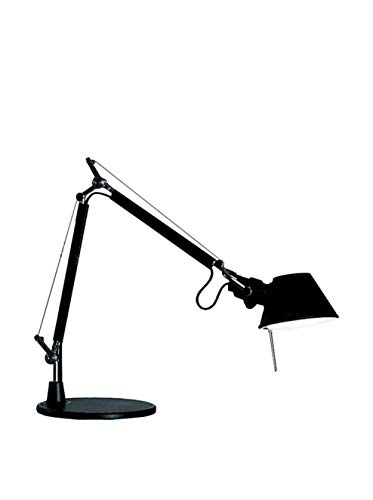 Artemide- Tolomeo Tavolo Micro Tischlampe Schwarz. Hochwertige Tischleuchte aus schwarz lackiertem Aluminium mit Tischfuß ø17cm. Made in Italy, L 45 H 37 - max 73 cm von Artemide