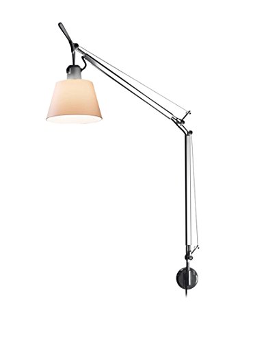 Artemide Tolomeo Wandleuchte Basculante Lampenschirm Pergament, L max 111 H 75 cm, Aluminium/Pergament Schirm von Artemide