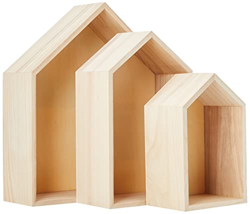 Artemio Set mit 3 Regalen Haus zum Dekorieren, Holz, Beige, 30 x 10 x 34,5 cm 14001999 von Artemio