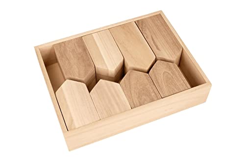 8 Häuser Holz + Tablett 24 x 18 x 5,5 cm von Artemio