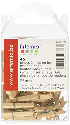 Artemio 45-TLG. Mini Holz Wäscheklammern, beige von Artemio