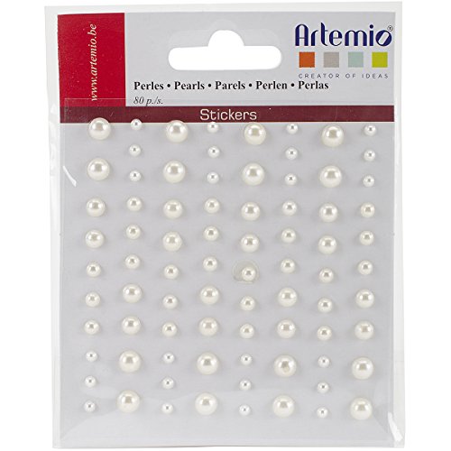Artemio 80 Selbstklebende Strass-Perlen, elfenbeinfarben/Weiß von Artemio