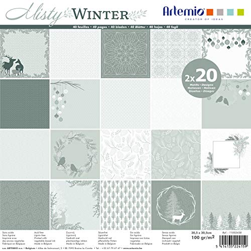 Artemio Set 40 Seiten Misty Winter, Papier, 30 x 30 cm von Artemio