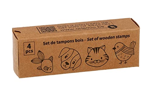 Stempel und Stempelkissen der Marke Artemio, Modell: Set Tamp Wood Kraft Box Animals Garden von Artemio