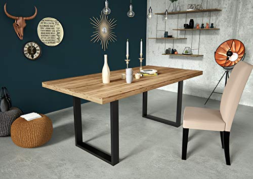 Artemob International Indus Esstisch Eiche-Tischbeine in U Form, Eichenholz, 180 x 75 x 90 von Artemob International