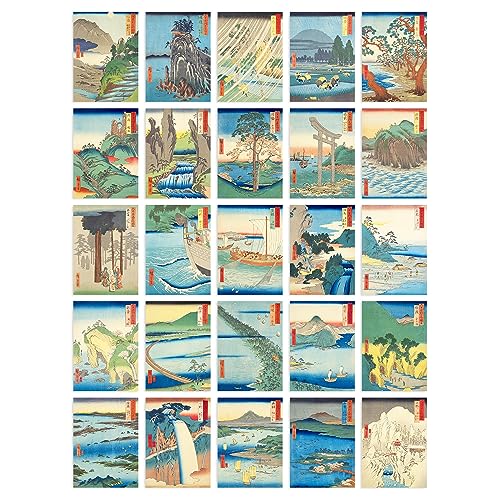 50 Pcs Utagawa Hiroshige Japan Aesthetic Collage Kit Japanese Provinces Woodblock Wall Art Prints A6 Set Pack 15x10 cm (6x4") Room Decor Posters von Artery8