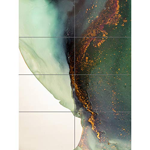 Abstract Paint With Gold Green XL Giant Panel Poster (8 Sections) Abstrakt Farbe Grün von Artery8