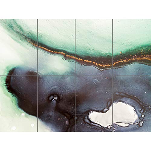 Abstract Paint With Green Black XL Giant Panel Poster (8 Sections) Abstrakt Farbe Grün von Artery8