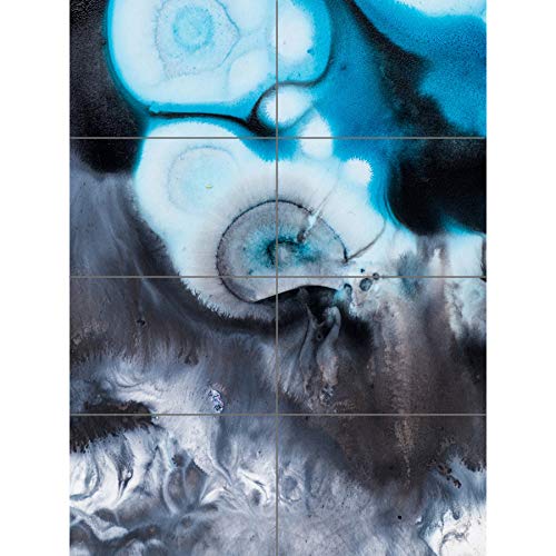 Artery8 Abstract Swirl Paint Blue Grey XL Giant Panel Poster (8 Sections) Abstrakt Farbe Blau von Artery8