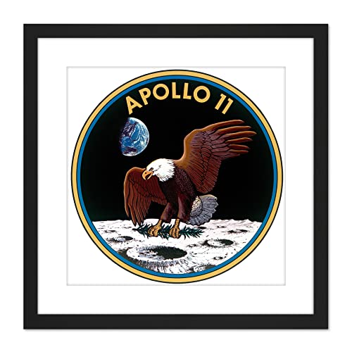 Artery8 Weltraum NASA Apollo 11 Mission Emblem Abzeichen Patch Gerahmter Kunstdruck 23x23 cm von Artery8
