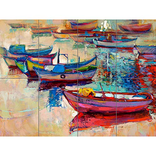 Artery8 Boats And Ocean Painting XL Giant Panel Poster (8 Sections) Boote Ozean Gemälde von Artery8